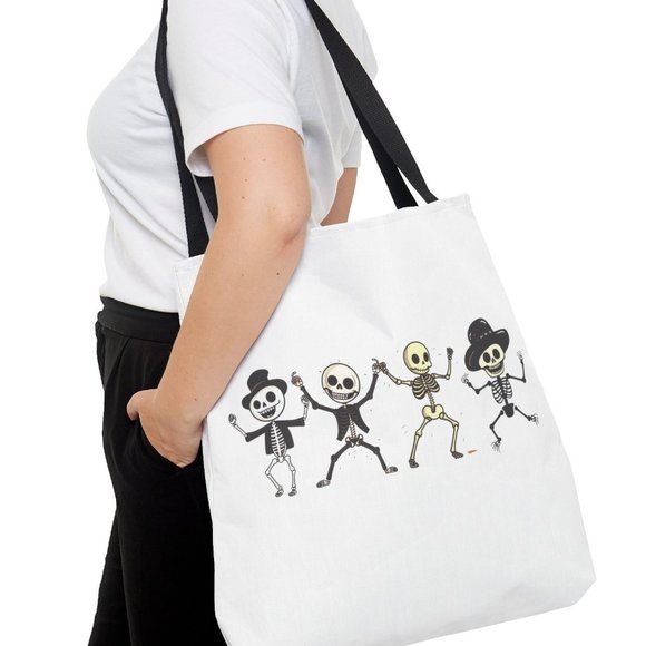 Dancing Skeleton | Halloween Trick or Treat Bag | Halloween Fall Tote Bag - Picture 2 of 10